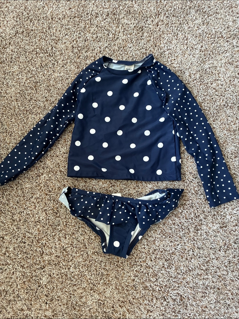 OshKosh B'gosh Navy White Polka Dot Rash Guard Set